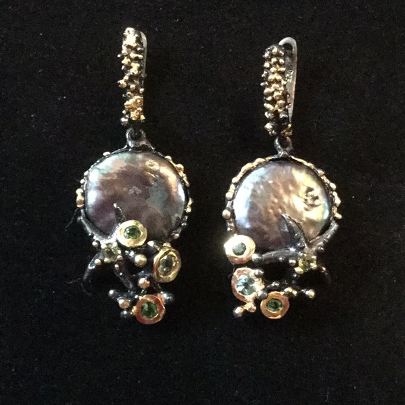 Atlanta Gem & Mineral Show Jewelry - Exquisite Genuine Peacock Pearl Earrings